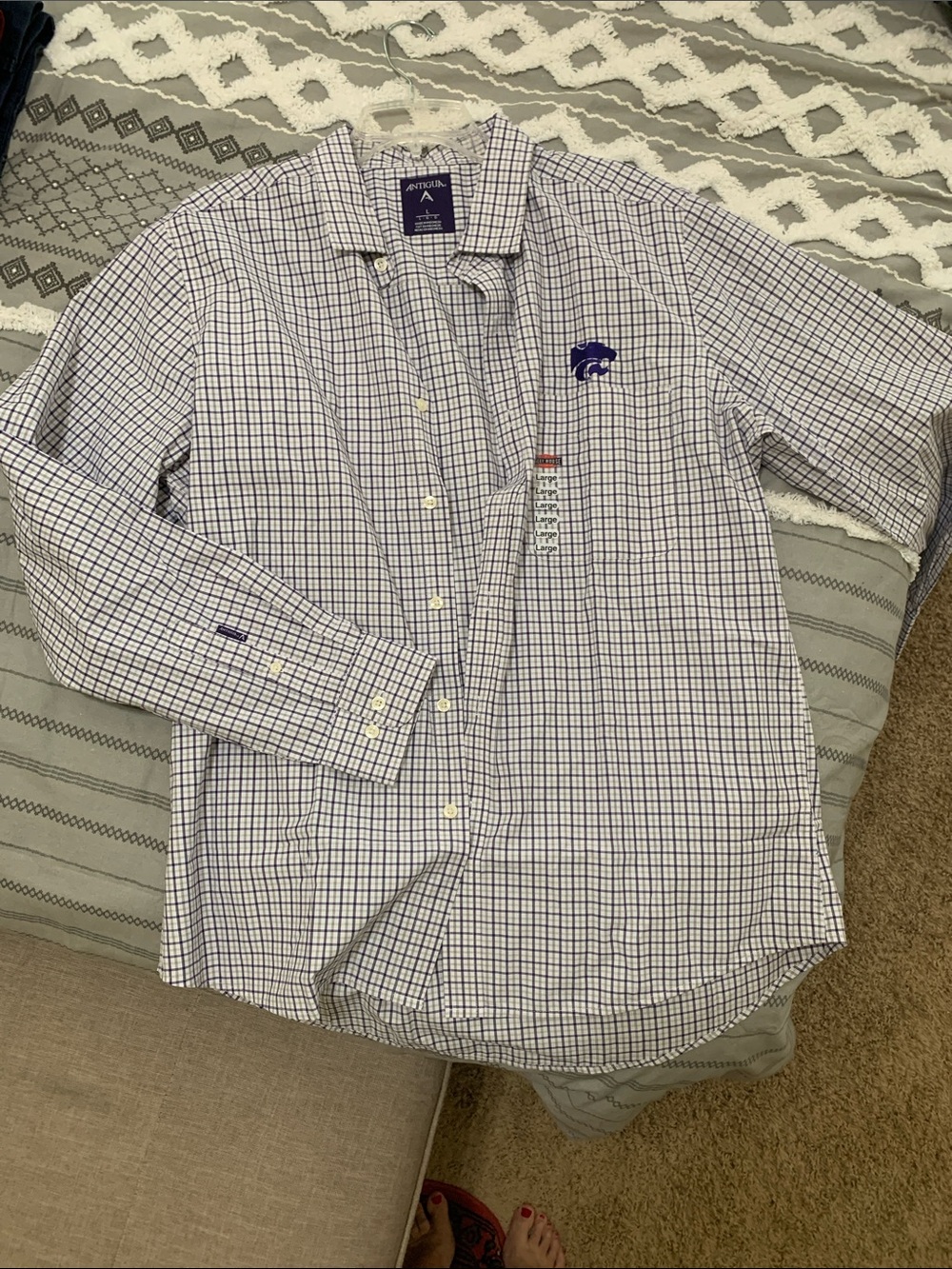Antigua White Gray and Purple Checked Button-Up K-State KSU
